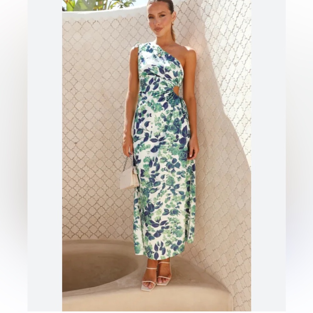 Floral Green and Blue Dress